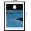imageKate and Laurel Folk To The Moon Linocut Framed Canvas Wall Art by Guilana Lazzerini 23 x 33 Sylvie Black Modern Contemporary Abstract Art for Wall Decor Living Room Bedroom