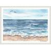 imageKate and Laurel Ocean Seascape Framed Canvas Wall Art by Patricia Shaw 24 x 18 Sylvie Beaded White Coastal Landscapes Beach Nature Art for Wall Decor Living Room Bedroom