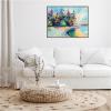 imageKate and Laurel Sylvie Bright Colorful Saturday In Door County Framed Canvas Wall Art by Rachel Christopoulous 42 x 32 Natural Coastal Abstract Landscapes Art for Wall Decor Living Room BedroomGray