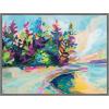 imageKate and Laurel Sylvie Bright Colorful Saturday In Door County Framed Canvas Wall Art by Rachel Christopoulous 42 x 32 Natural Coastal Abstract Landscapes Art for Wall Decor Living Room BedroomGray