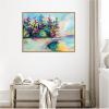 imageKate and Laurel Sylvie Bright Colorful Saturday In Door County Framed Canvas Wall Art by Rachel Christopoulous 42 x 32 Natural Coastal Abstract Landscapes Art for Wall Decor Living Room BedroomNatural