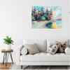 imageKate and Laurel Sylvie Bright Colorful Saturday In Door County Framed Canvas Wall Art by Rachel Christopoulous 42 x 32 Natural Coastal Abstract Landscapes Art for Wall Decor Living Room BedroomWhite