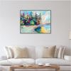 imageKate and Laurel Sylvie Bright Colorful Saturday In Door County Framed Canvas Wall Art by Rachel Christopoulous 42 x 32 Natural Coastal Abstract Landscapes Art for Wall Decor Living Room BedroomGray
