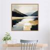 imageKate and Laurel Sylvie Mountain Lake Modern Abstract Landscape Framed Canvas Wall Art by The Creative Bunch Studio 30 x 30 Natural Modern Contemporary Abstract Landscape Decor Living Room