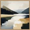 imageKate and Laurel Sylvie Mountain Lake Modern Abstract Landscape Framed Canvas Wall Art by The Creative Bunch Studio 30 x 30 Natural Modern Contemporary Abstract Landscape Decor Living Room