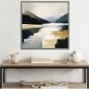 imageKate and Laurel Sylvie Mountain Lake Modern Abstract Landscape Framed Canvas Wall Art by The Creative Bunch Studio 30x30 Grey Modern Contemporary Abstract Landscapes Art for Wall Decor Living Room