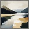 imageKate and Laurel Sylvie Mountain Lake Modern Abstract Landscape Framed Canvas Wall Art by The Creative Bunch Studio 30x30 Grey Modern Contemporary Abstract Landscapes Art for Wall Decor Living Room