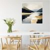 imageKate and Laurel Sylvie Mountain Lake Modern Abstract Landscape Framed Canvas Wall Art by The Creative Bunch Studio 30x30 White Contemporary Abstract Landscapes Art for Wall Decor Living Room