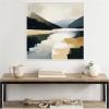 imageKate and Laurel Sylvie Mountain Lake Modern Abstract Landscape Framed Canvas Wall Art by The Creative Bunch Studio 30x30 White Contemporary Abstract Landscapes Art for Wall Decor Living Room