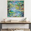 imageKate and Laurel Sylvie Waterlilies at Giverny Framed Canvas Wall Art by Rachel Christopoulous 30 x 30 Beaded Natural Mid Century Modern Landscapes Nature Flowers Art for Wall Decor Living Room