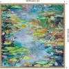 imageKate and Laurel Sylvie Waterlilies at Giverny Framed Canvas Wall Art by Rachel Christopoulous 30 x 30 Beaded Natural Mid Century Modern Landscapes Nature Flowers Art for Wall Decor Living Room