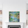 imageKate and Laurel Sylvie Waterlilies at Giverny Framed Canvas Wall Art by Rachel Christopoulous 30 x 30 Beaded Natural Mid Century Modern Landscapes Nature Flowers Art for Wall Decor Living Room
