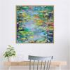 imageKate and Laurel Sylvie Waterlilies at Giverny Framed Canvas Wall Art by Rachel Christopoulous 30 x 30 Beaded Natural Mid Century Modern Landscapes Nature Flowers Art for Wall Decor Living Room