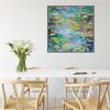 imageKate and Laurel Sylvie Waterlilies at Giverny Framed Canvas Wall Art by Rachel Christopoulous 30 x 30 Grey Mid Century Modern Landscapes Nature Flowers Art for Wall Decor Living Room Bedroom