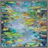 imageKate and Laurel Sylvie Waterlilies at Giverny Framed Canvas Wall Art by Rachel Christopoulous 30 x 30 Grey Mid Century Modern Landscapes Nature Flowers Art for Wall Decor Living Room Bedroom
