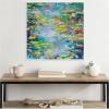 imageKate and Laurel Sylvie Waterlilies at Giverny Framed Canvas Wall Art by Rachel Christopoulous 30 x 30 White Mid Century Modern Landscapes Nature Flowers Art for Wall Decor Living Room Bedroom