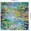 imageKate and Laurel Sylvie Waterlilies at Giverny Framed Canvas Wall Art by Rachel Christopoulous 30 x 30 White Mid Century Modern Landscapes Nature Flowers Art for Wall Decor Living Room Bedroom