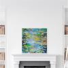 imageKate and Laurel Sylvie Waterlilies at Giverny Framed Canvas Wall Art by Rachel Christopoulous 30 x 30 White Mid Century Modern Landscapes Nature Flowers Art for Wall Decor Living Room Bedroom