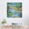 imageKate and Laurel Sylvie Waterlilies at Giverny Framed Canvas Wall Art by Rachel Christopoulous 30 x 30 White Mid Century Modern Landscapes Nature Flowers Art for Wall Decor Living Room Bedroom