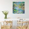 imageKate and Laurel Sylvie Waterlilies at Giverny Framed Canvas Wall Art by Rachel Christopoulous 30 x 30 White Mid Century Modern Landscapes Nature Flowers Art for Wall Decor Living Room Bedroom