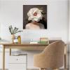 imageKate and Laurel White Flower Woman Portrait Framed Canvas Wall Art by The Creative Bunch Studio 22 x 22 Sylvie Beaded White Modern People Flowers Nature Art for Wall Decor Living Room Bedroom