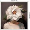 imageKate and Laurel White Flower Woman Portrait Framed Canvas Wall Art by The Creative Bunch Studio 22 x 22 Sylvie Beaded White Modern People Flowers Nature Art for Wall Decor Living Room Bedroom