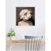 imageKate and Laurel White Flower Woman Portrait Framed Canvas Wall Art by The Creative Bunch Studio 22 x 22 Sylvie Beaded White Modern People Flowers Nature Art for Wall Decor Living Room Bedroom