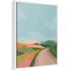 imageKate and Laurel Beautiful Landscape with Road Framed Canvas Wall Art by July Art Prints 18 x 24 Sylvie White MidCentury Landscapes Abstract Art for Wall Decor Living Room Bedroom