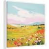 imageKate and Laurel Colorful Meadow Landscape Framed Canvas Wall Art by The Creative Bunch Studio 22 x 22 Sylvie White Whimsical Landscapes Nature Flowers Art for Wall Decor Living Room Bedroom