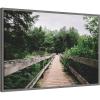 imageKate and Laurel Pathway to the Forest Landscape Framed Canvas Wall Art by Patricia Rae 33 x 23 Sylvie Greywash Rustic Farmhouse Landscapes Nature Art for Wall Decor Living Room Bedroom