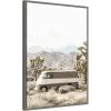imageKate and Laurel Rustic Desert Vintage Van in Joshua Tree Framed Canvas Wall Art by Saint and Sailor Studios 23 x 33 Sylvie Greywash Farmhouse Landscapes Nature Transportation Art for Wall Decor