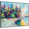 imageKate and Laurel Sylvie Bright Colorful Saturday In Door County Framed Canvas Wall Art by Rachel Christopoulous 42 x 32 Natural Coastal Abstract Landscapes Art for Wall Decor Living Room BedroomGray