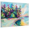 imageKate and Laurel Sylvie Bright Colorful Saturday In Door County Framed Canvas Wall Art by Rachel Christopoulous 42 x 32 Natural Coastal Abstract Landscapes Art for Wall Decor Living Room BedroomWhite