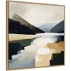imageKate and Laurel Sylvie Mountain Lake Modern Abstract Landscape Framed Canvas Wall Art by The Creative Bunch Studio 30 x 30 Natural Modern Contemporary Abstract Landscape Decor Living Room
