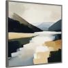 imageKate and Laurel Sylvie Mountain Lake Modern Abstract Landscape Framed Canvas Wall Art by The Creative Bunch Studio 30x30 Grey Modern Contemporary Abstract Landscapes Art for Wall Decor Living Room