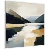 imageKate and Laurel Sylvie Mountain Lake Modern Abstract Landscape Framed Canvas Wall Art by The Creative Bunch Studio 30x30 White Contemporary Abstract Landscapes Art for Wall Decor Living Room