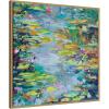 imageKate and Laurel Sylvie Waterlilies at Giverny Framed Canvas Wall Art by Rachel Christopoulous 30 x 30 Beaded Natural Mid Century Modern Landscapes Nature Flowers Art for Wall Decor Living Room