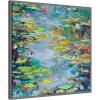 imageKate and Laurel Sylvie Waterlilies at Giverny Framed Canvas Wall Art by Rachel Christopoulous 30 x 30 Grey Mid Century Modern Landscapes Nature Flowers Art for Wall Decor Living Room Bedroom