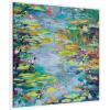 imageKate and Laurel Sylvie Waterlilies at Giverny Framed Canvas Wall Art by Rachel Christopoulous 30 x 30 White Mid Century Modern Landscapes Nature Flowers Art for Wall Decor Living Room Bedroom