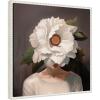 imageKate and Laurel White Flower Woman Portrait Framed Canvas Wall Art by The Creative Bunch Studio 22 x 22 Sylvie Beaded White Modern People Flowers Nature Art for Wall Decor Living Room Bedroom