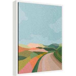 imageKate and Laurel Beautiful Landscape with Road Framed Canvas Wall Art by July Art Prints 18 x 24 Sylvie White MidCentury Landscapes Abstract Art for Wall Decor Living Room Bedroom