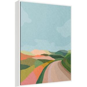 imageKate and Laurel Beautiful Landscape with Road Framed Canvas Wall Art by July Art Prints 28 x 38 Sylvie White MidCentury Landscapes Abstract Art for Wall Decor Living Room Bedroom