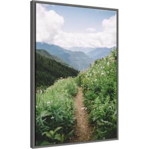 imageKate and Laurel Mountain Trail Scenic Landscape Framed Canvas Wall Art by Patricia Rae 23 x 33 Sylvie Dark Grey Rustic Farmhouse Landscapes Nature Art for Wall Decor Living Room Bedroom