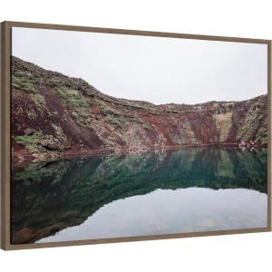 imageKate and Laurel Reflection Pool Framed Canvas Wall Art by Alicia Abla 33 x 23 Sylvie Walnut Modern Contemporary Nature Landscapes Art for Wall Decor Living Room Bedroom