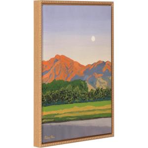 imageKate and Laurel Sylvie Beaded Moonrise Over Nebo Vintage Framed Canvas Wall Art by Mackenzie Nelson 18x24 Beaded Natural Colorful Mountain Landscape Art for Wall