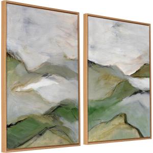 imageKate and Laurel Sylvie Beaded Whispers of the Hills 1 and 2 Vintage Framed Canvas Wall Art Set by Nikita Jariwala 2 Piece Set 28x38 Beaded Natural Abstract Mountain Painted Art Set for WallBeaded Natural