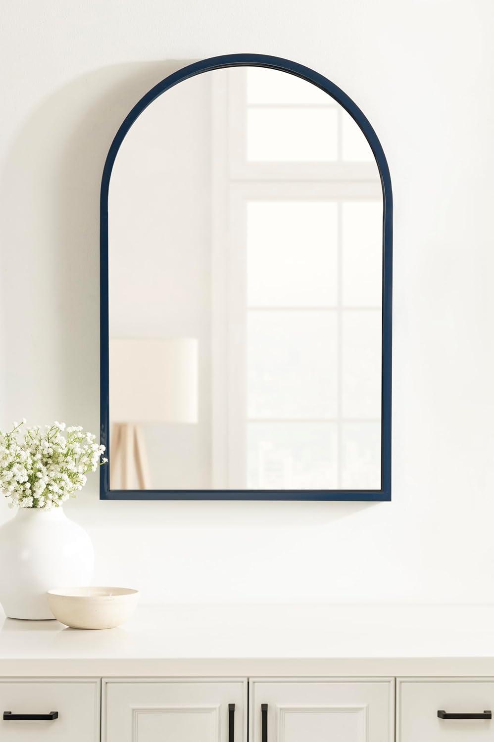 imageKate and Laurel Travis Modern Arched Wall Mirror 20 x 30 White Decorative Arch Bathroom Mirror for Over Sink or for Use as Living Room Wall Decor AccentNavy Blue