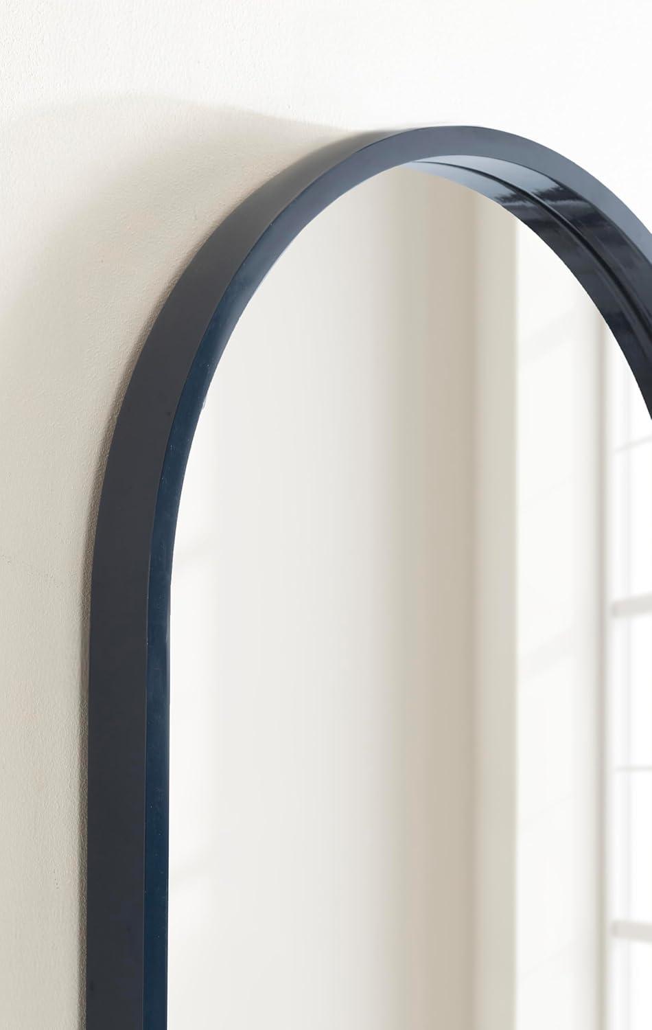 imageKate and Laurel Travis Modern Arched Wall Mirror 20 x 30 White Decorative Arch Bathroom Mirror for Over Sink or for Use as Living Room Wall Decor AccentNavy Blue
