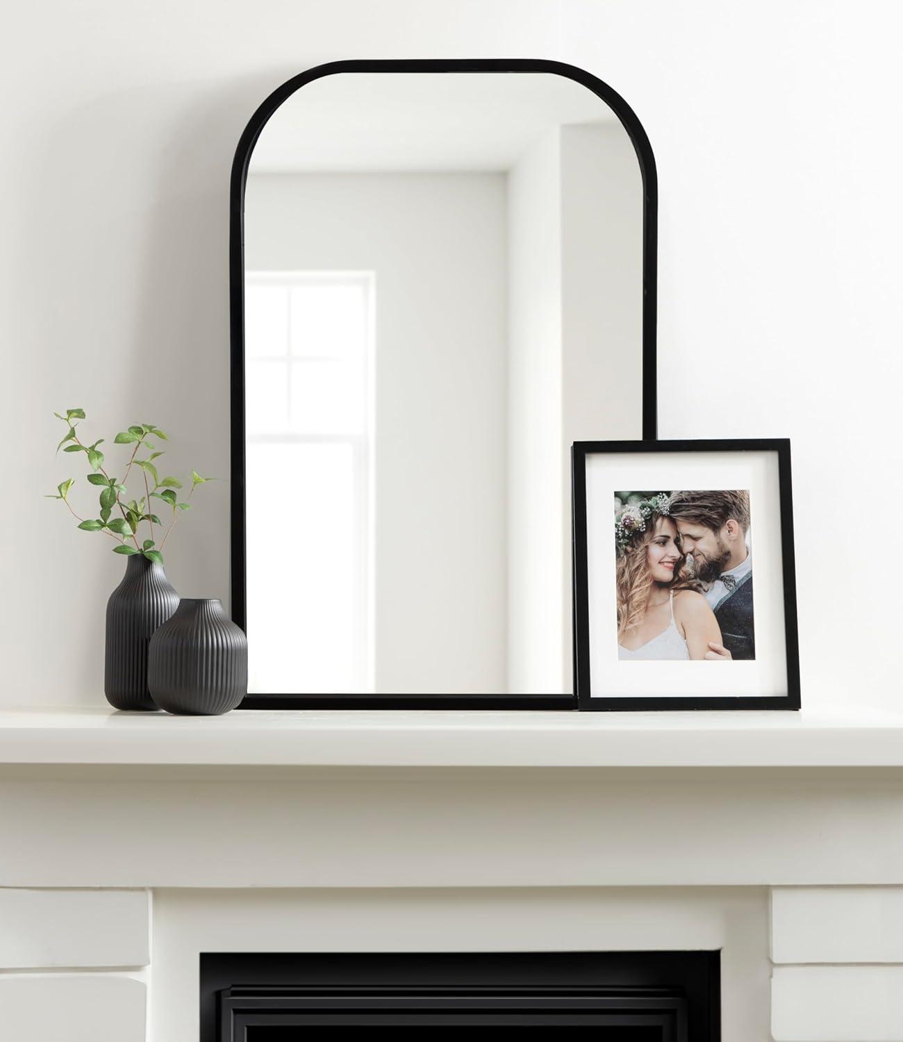 imageKate and Laurel Travis Modern Arched Wall Mirror 20 x 30 White Decorative Arch Bathroom Mirror for Over Sink or for Use as Living Room Wall Decor AccentBlack