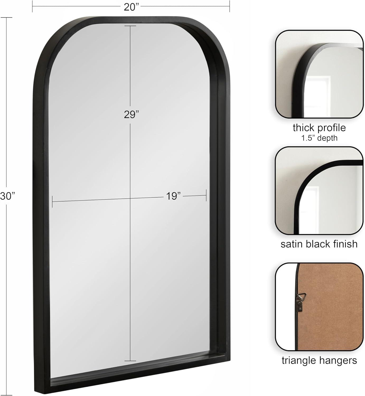 imageKate and Laurel Travis Modern Arched Wall Mirror 20 x 30 White Decorative Arch Bathroom Mirror for Over Sink or for Use as Living Room Wall Decor AccentBlack